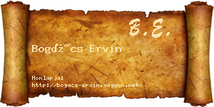 Bogács Ervin névjegykártya